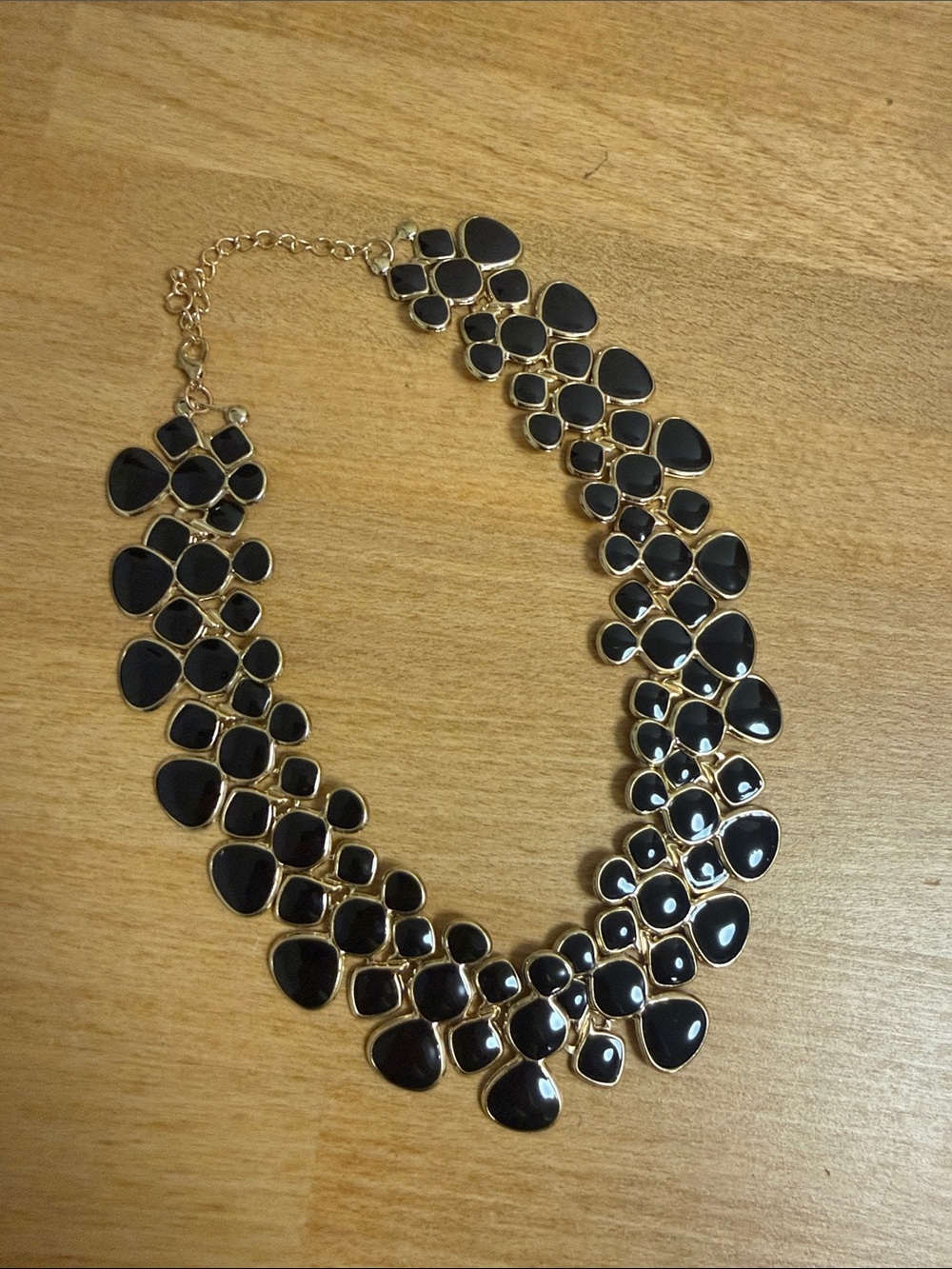 Black with gold metallic outline cobblestone collar necklace vintage look - Picture 2 of 4